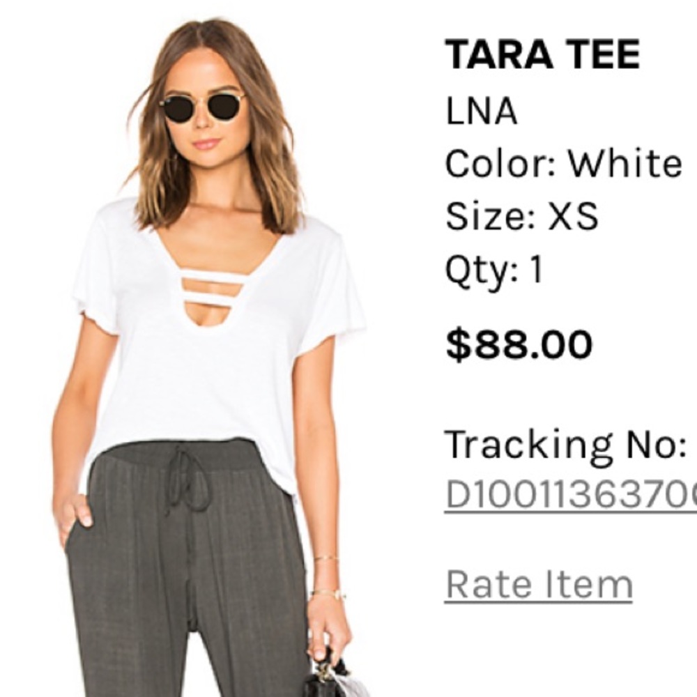 LNA distressed white tee